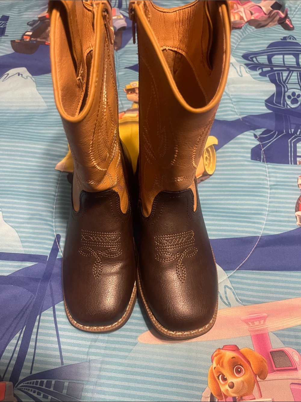 Kids Two-Tone Brown & Tan Western Boots